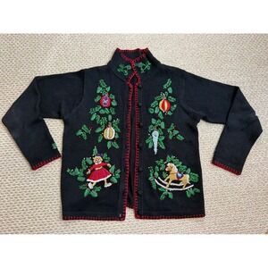 B.P. Design Vintage Christmas Cardigan Embroidered horse sweater Cottagecore